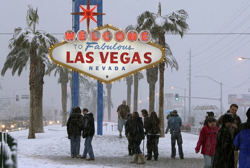 Dia de neve no inverno em Las Vegas