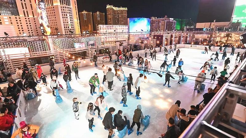 Pista de patinação no gelo no inverno em Las Vegas