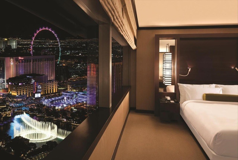 Vista do quarto do hotel Vdara em Las Vegas Strip