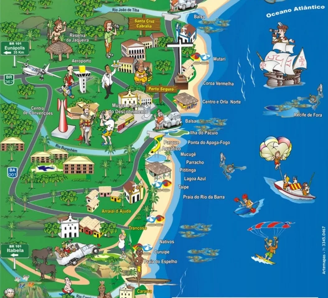 Mapa para localização em Porto Seguro